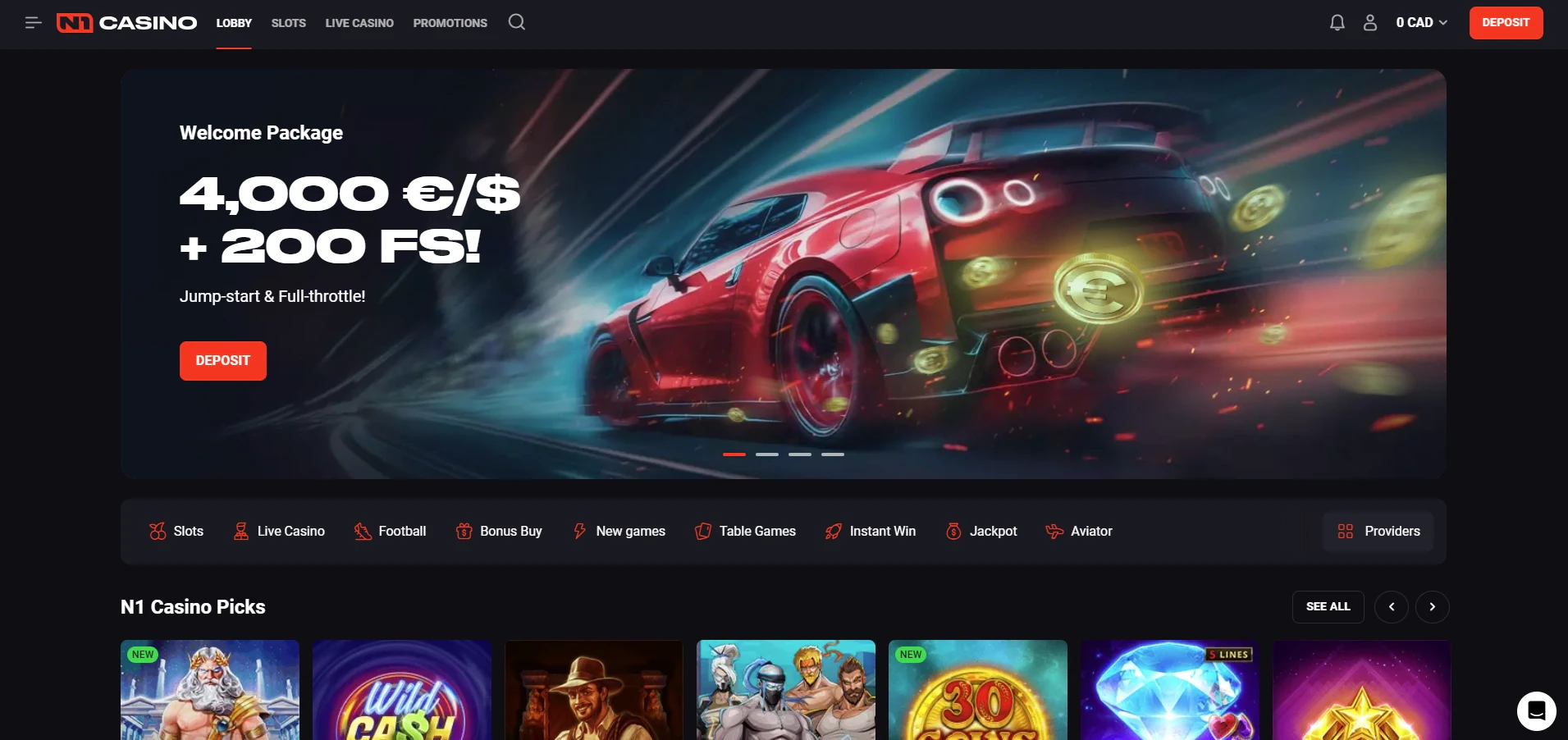 N1 Casino Home Page