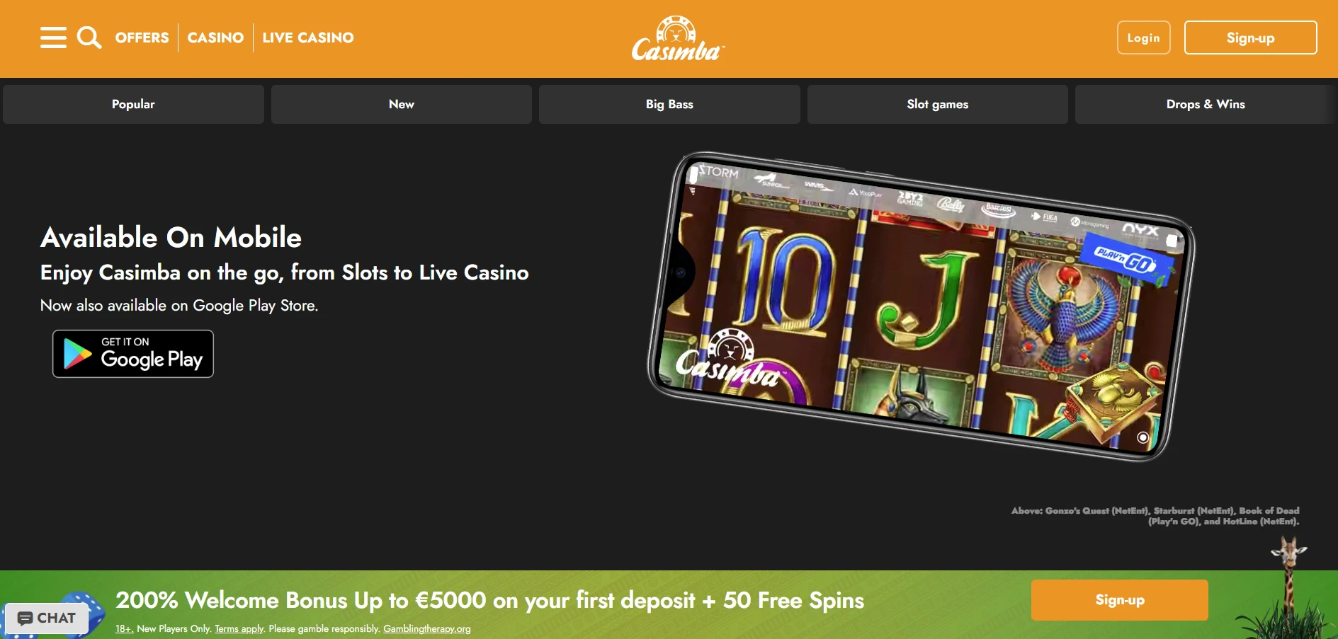 Casimba Casino mobile app