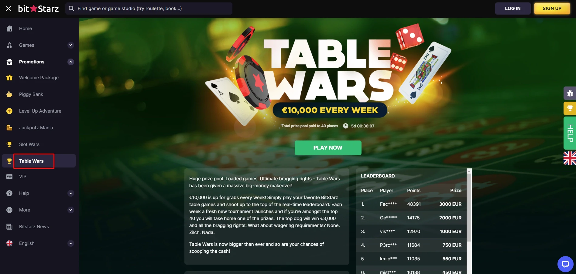 BitStarz Table Wars