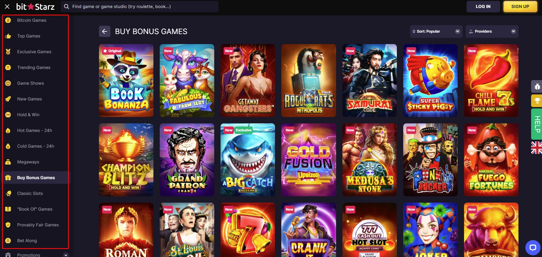 BitStarz Game Selection