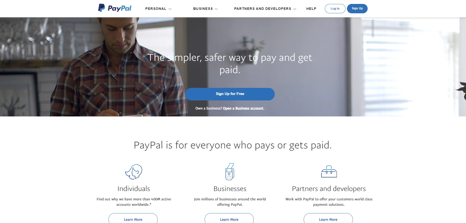 PayPal Home Page