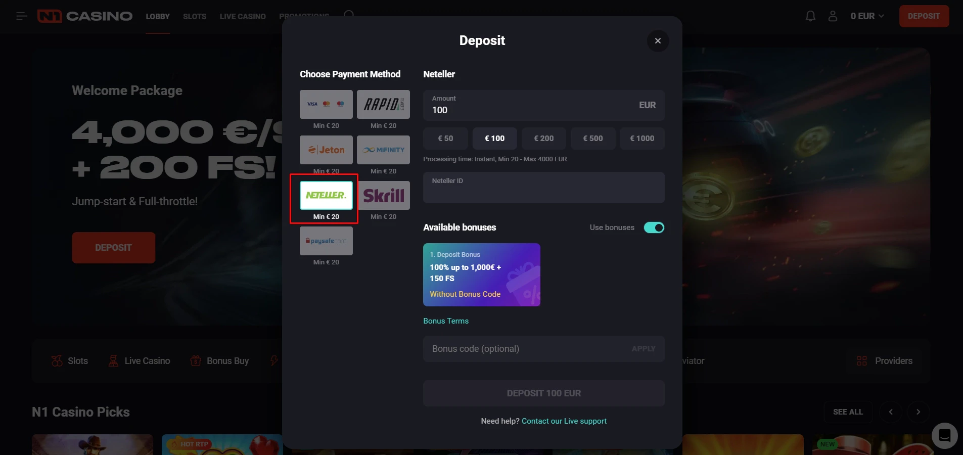 N1 Casino Deposit