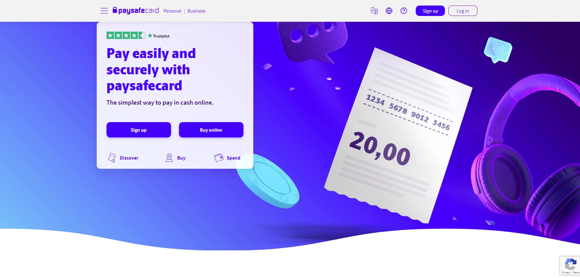 paysafecard home page