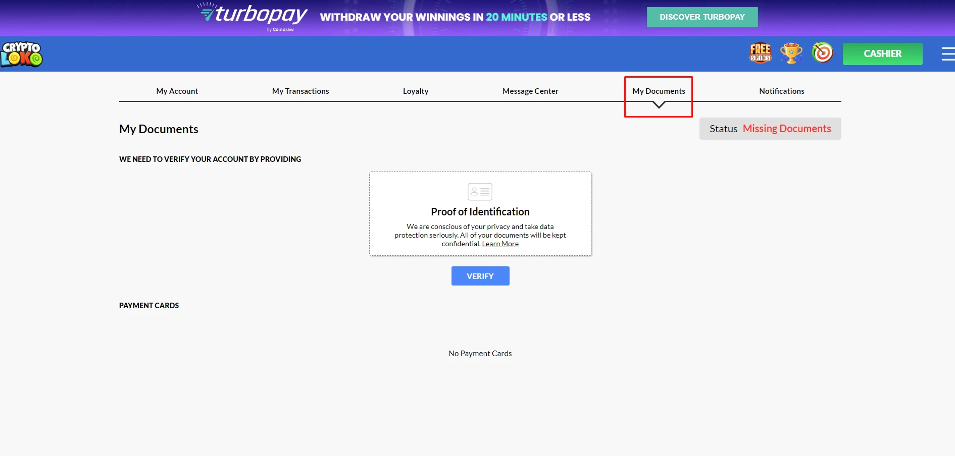 Crypto Loko Verify Identity