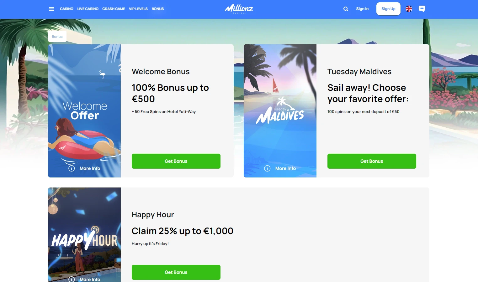 Millionz Casino Bonuses and Promotions