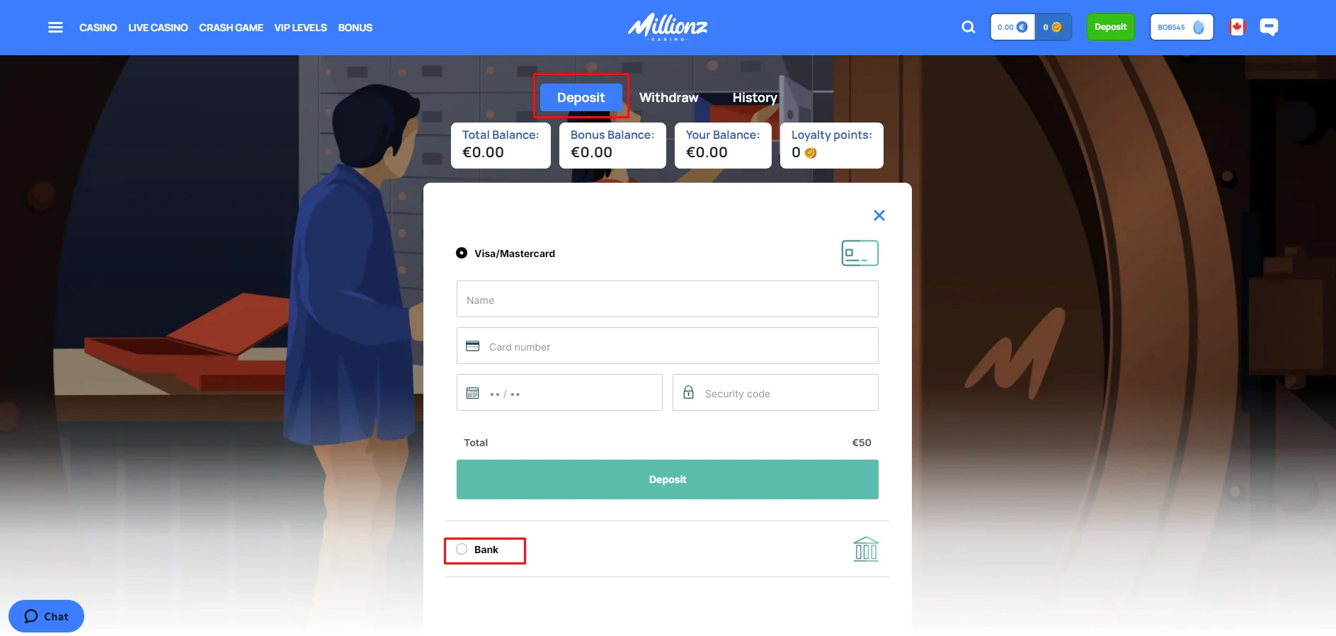 Millionz Casino Bank Transfer Deposit