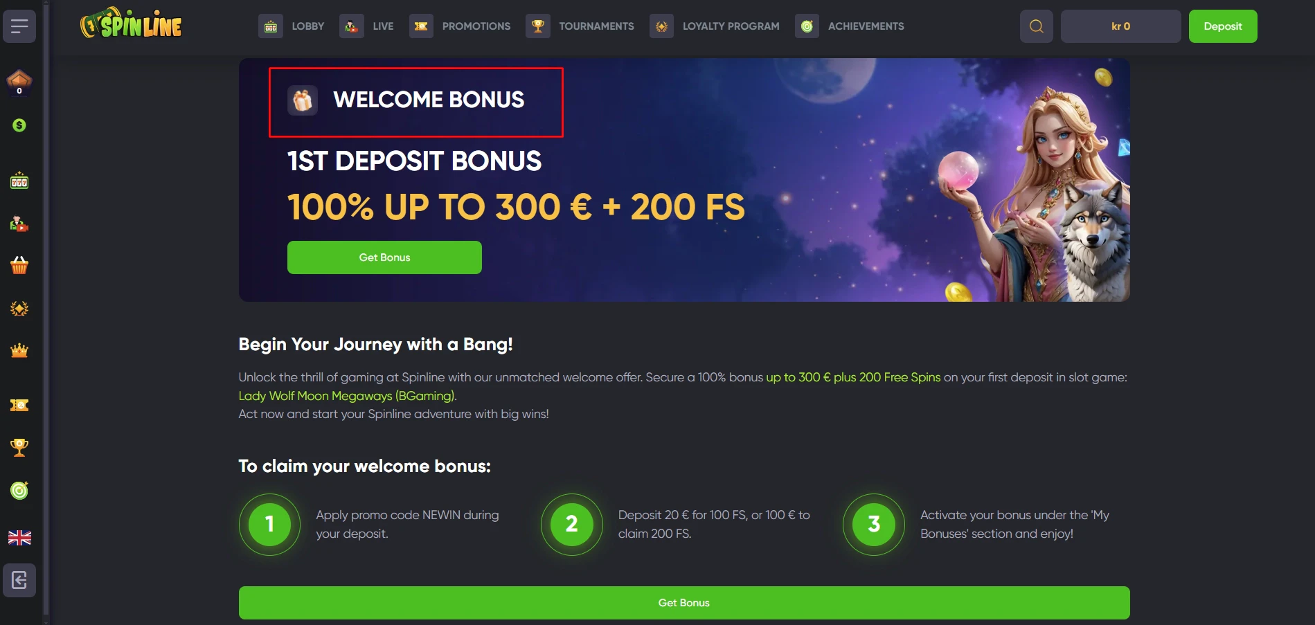 Spinline Casino Welcome Bonus