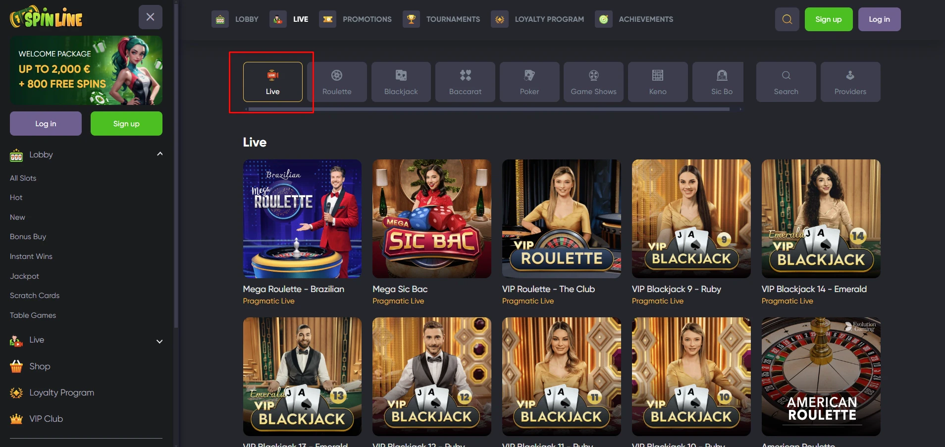 Spinline Live Games