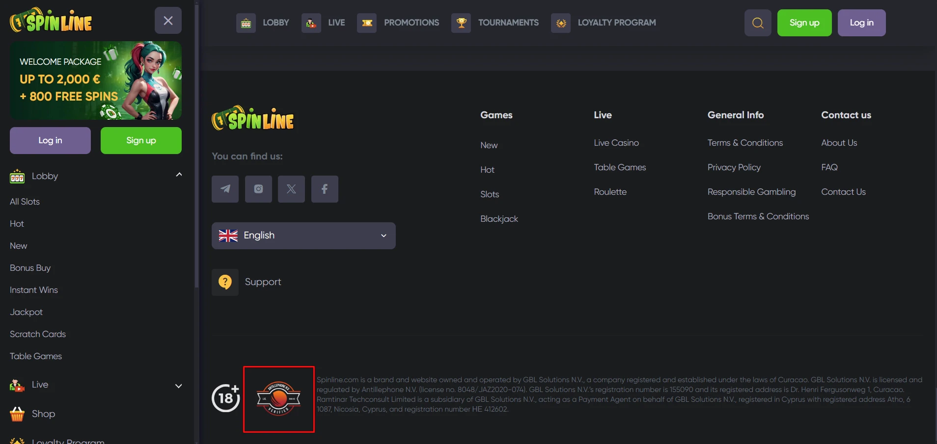 Spinline Gaming License
