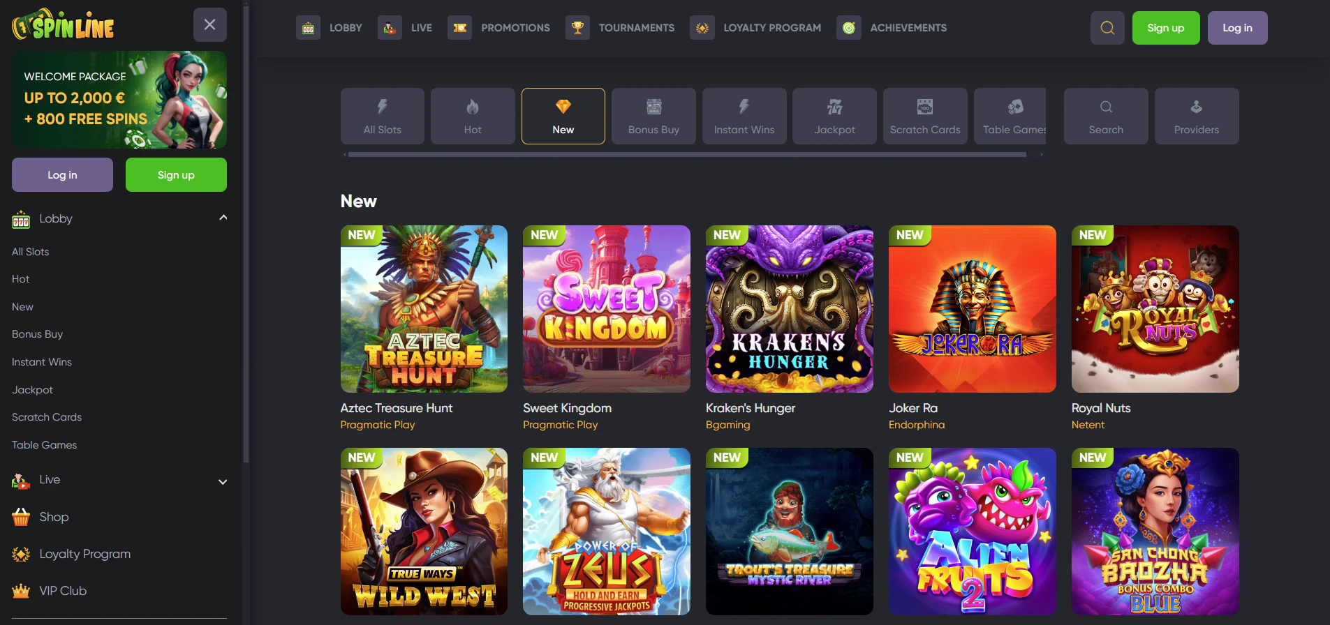 Spinline Casino New Games