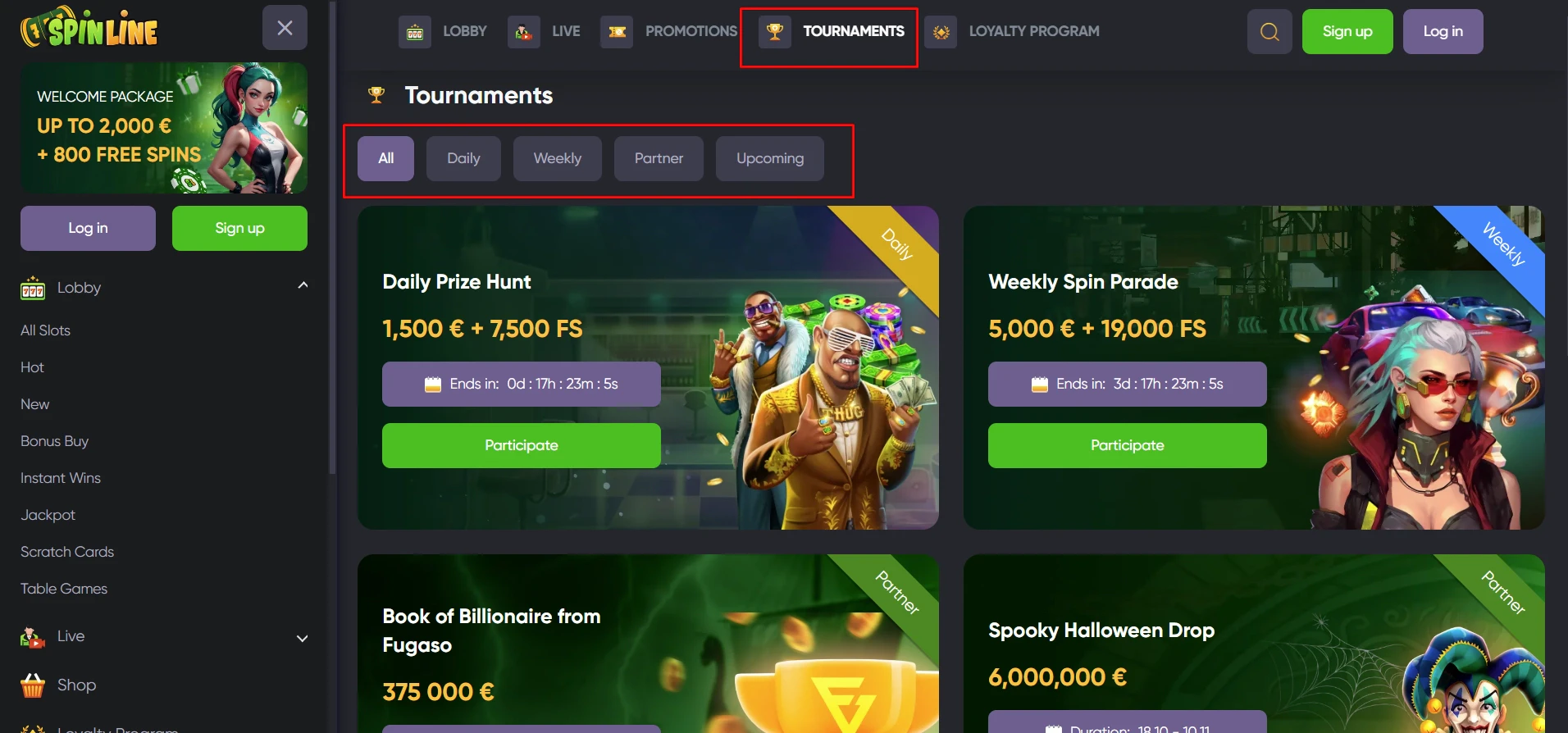 Spinline Casino Tournaments