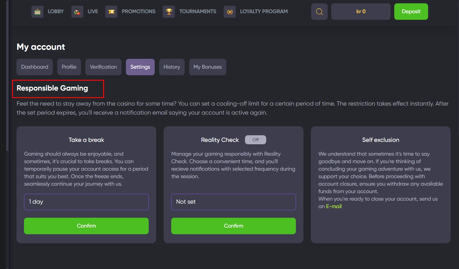 Spinline Casino Responsible Gaming