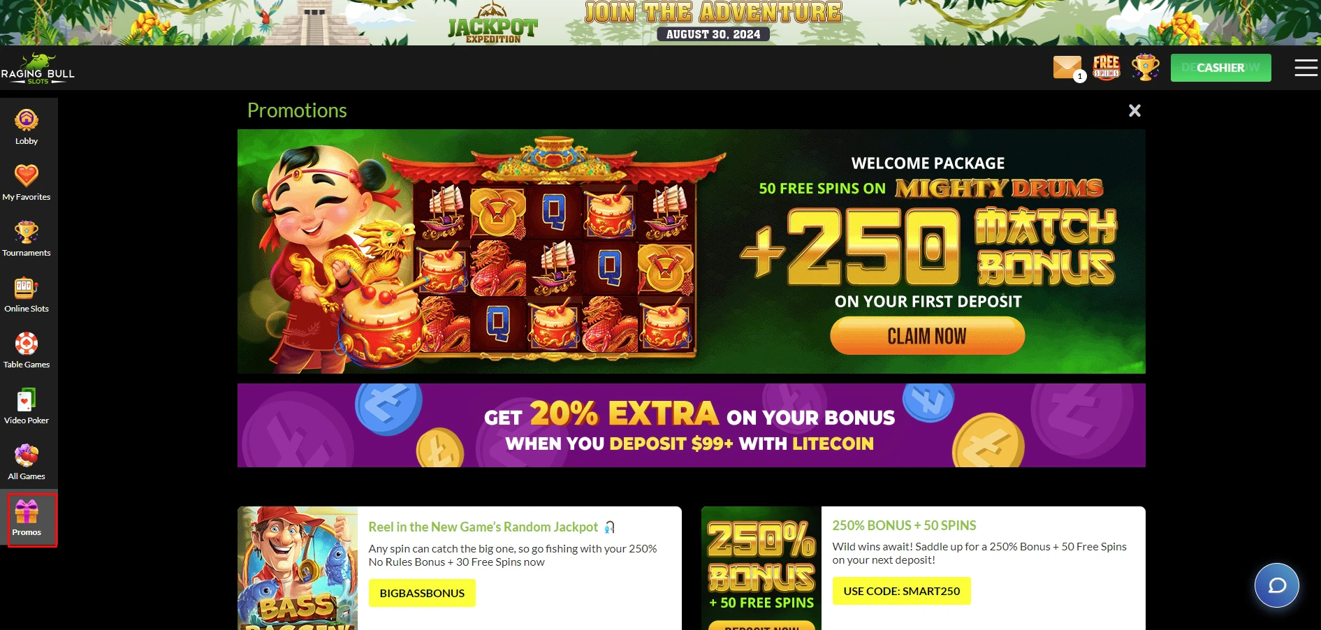 Raging Bull Slots Welcome Bonus