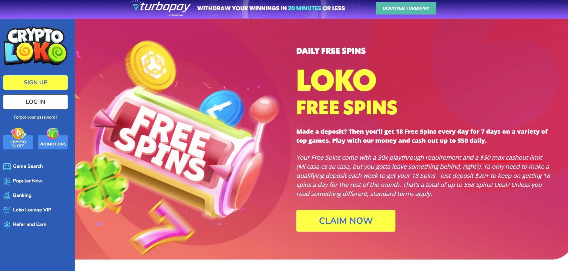 Crypto Loko Daily Free Spins Bonus