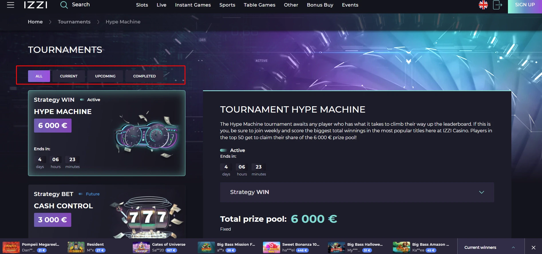 Izzi Casino Tournaments