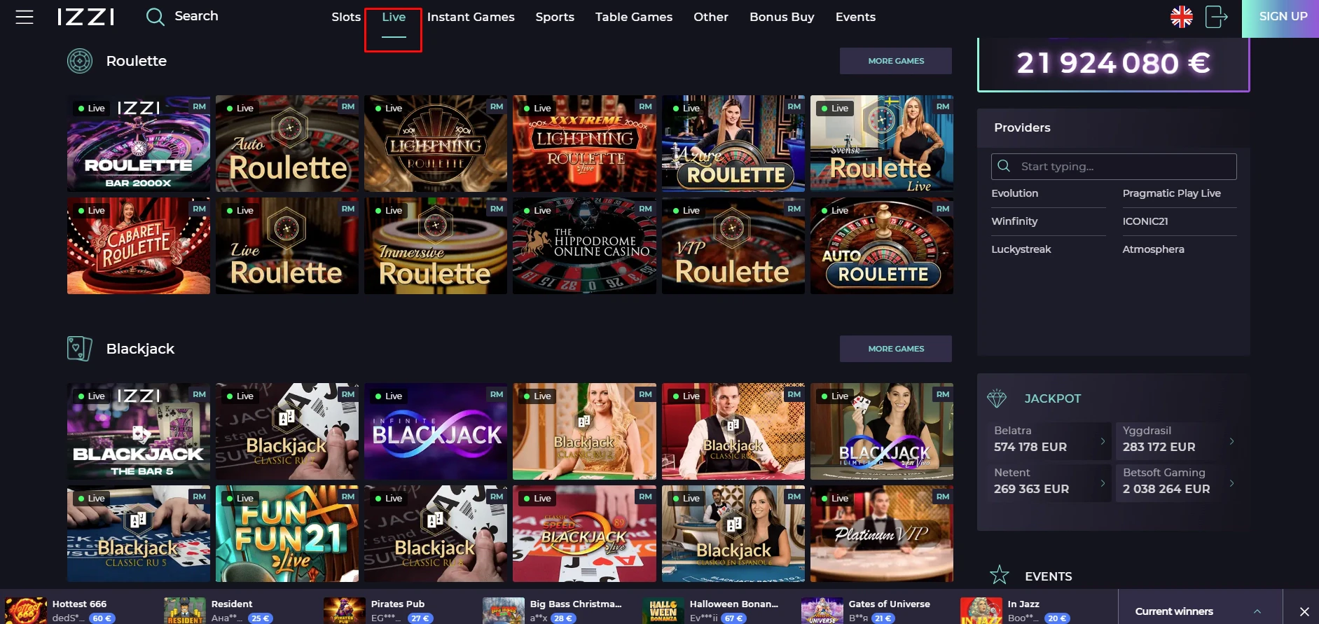 Izzi Casino Live Casino