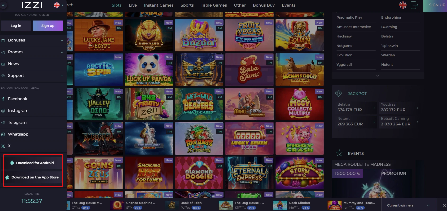 Izzi Casino Mobile App