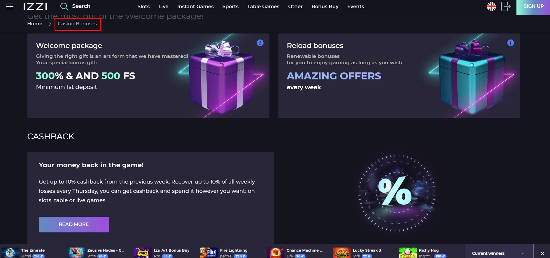 Izzi Casino Bonuses and Promotions