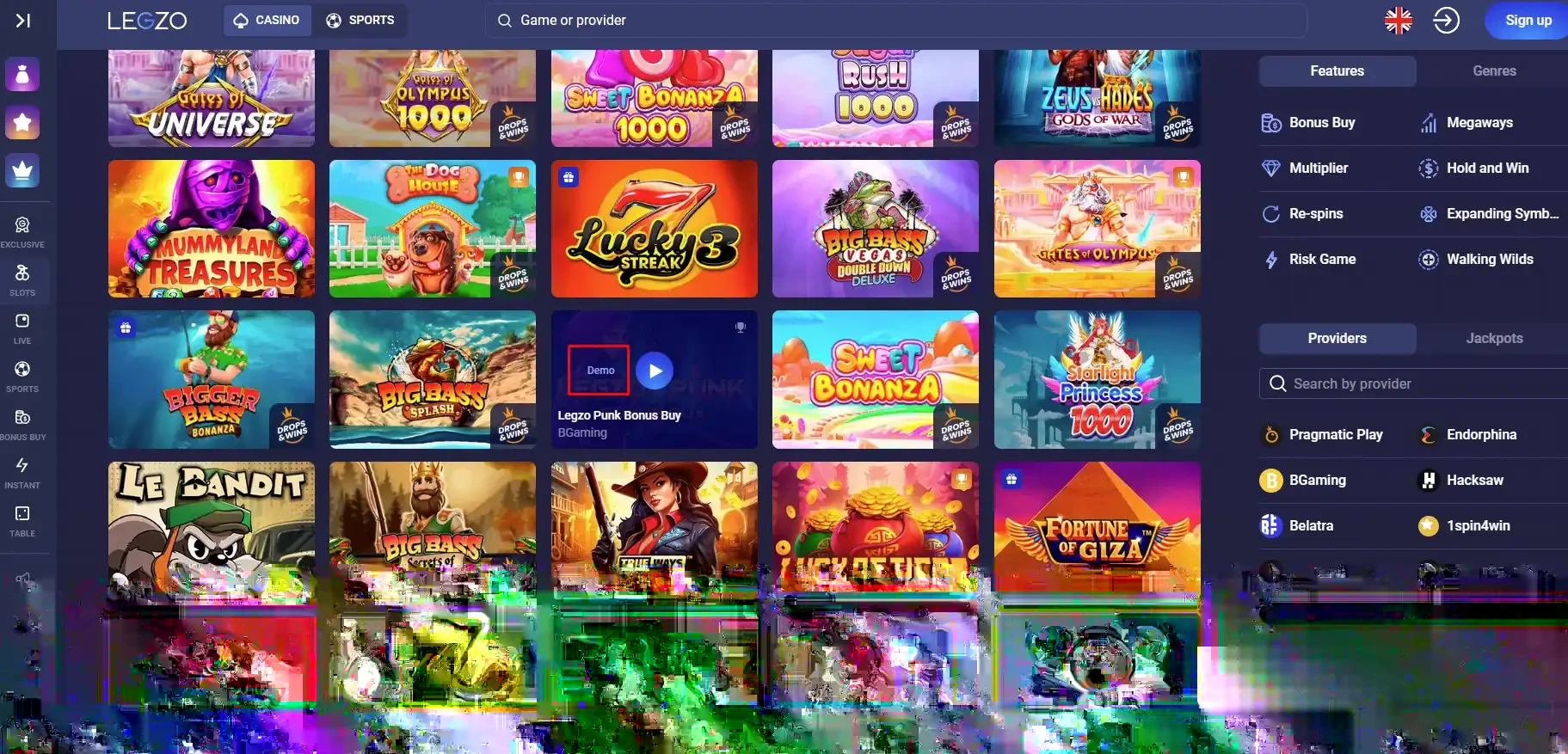 Legzo Casino Demo Mode