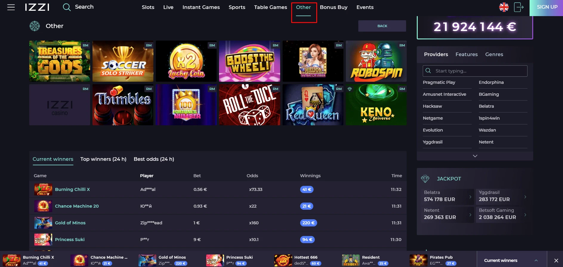 Izzi Casino Other Games