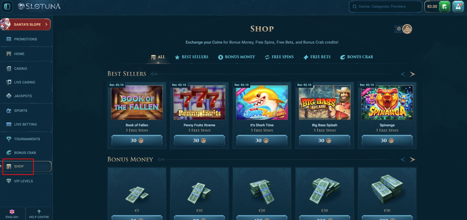 Slotuna Casino Shop