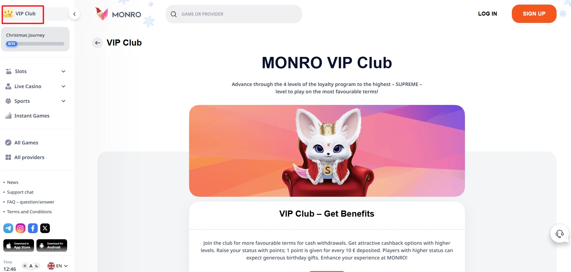 Monro Casino VIP Club