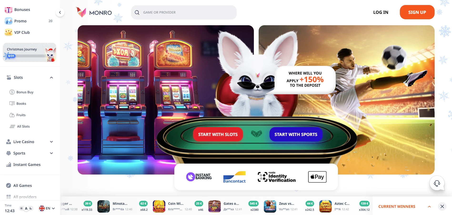 Monro Casino Home Page