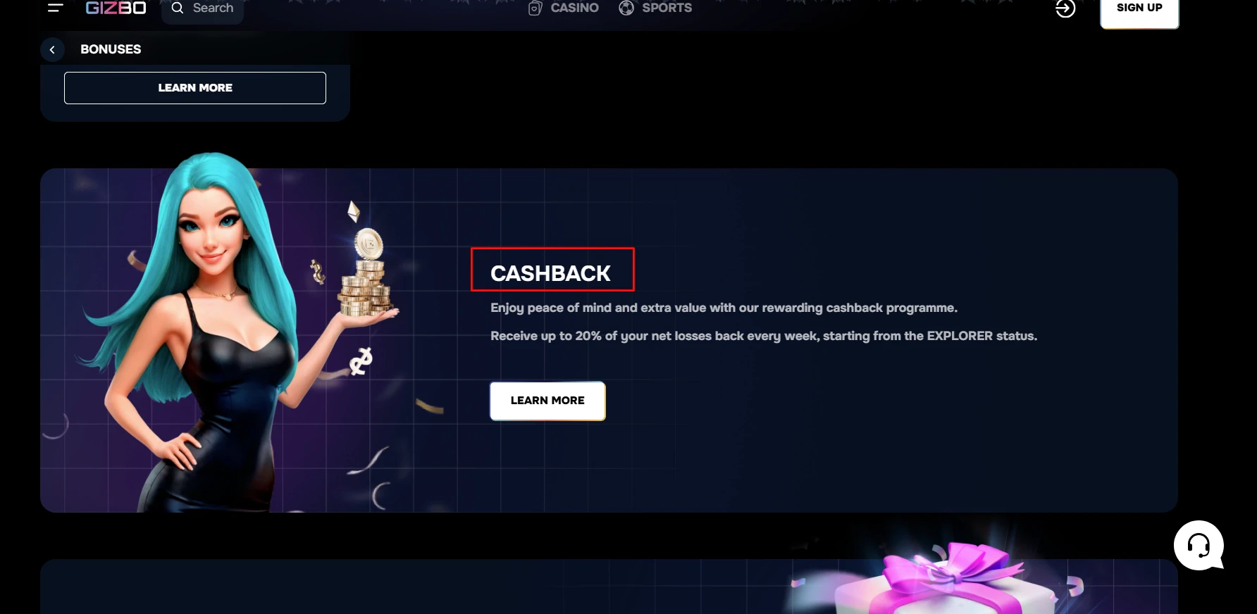 Gizbo Casino Cashback