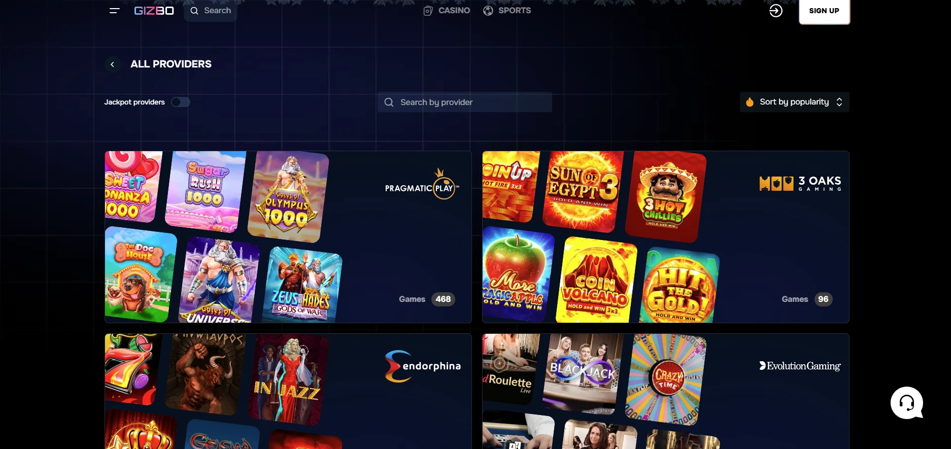 Gizbo Casino Software Providers