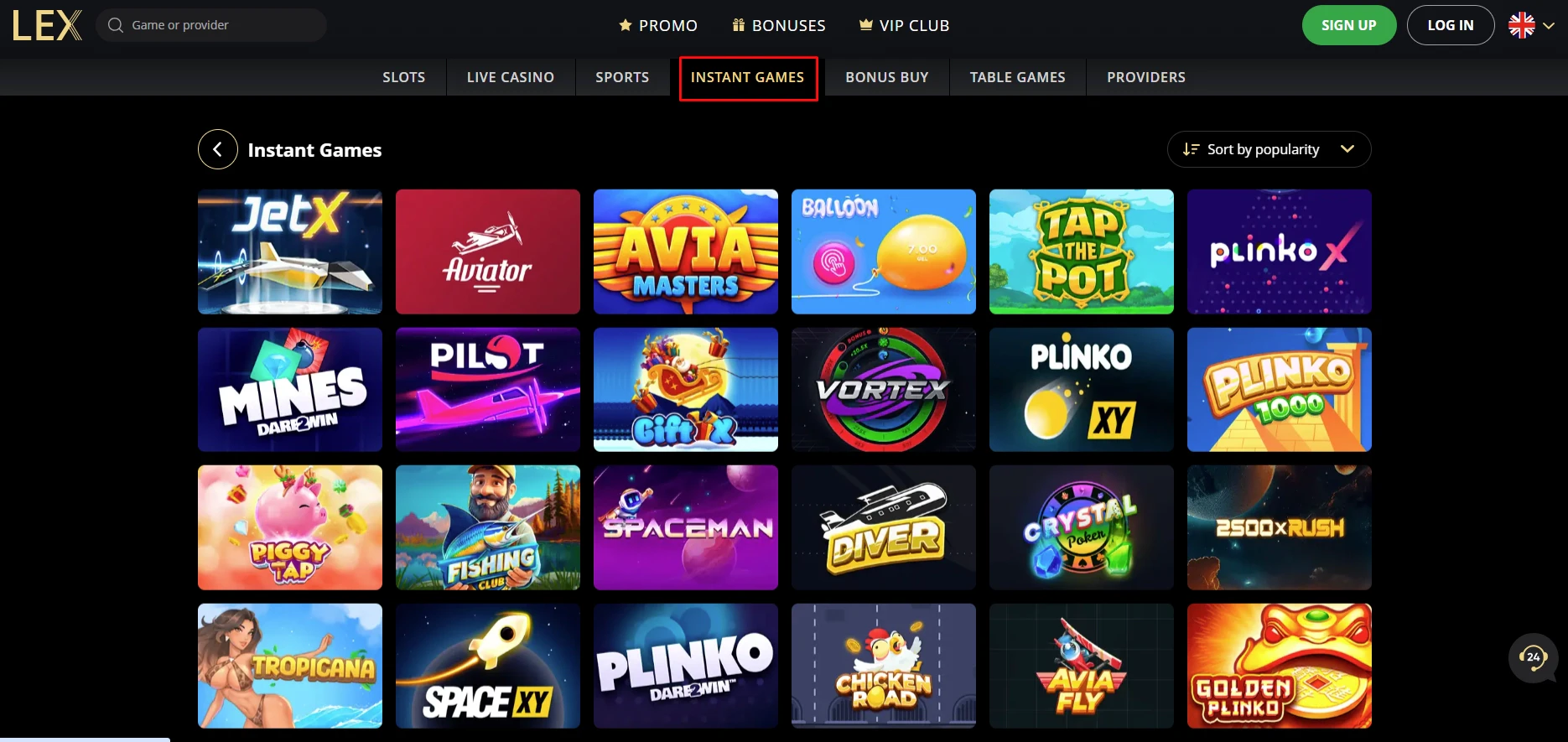 Lex Casino Instant Games