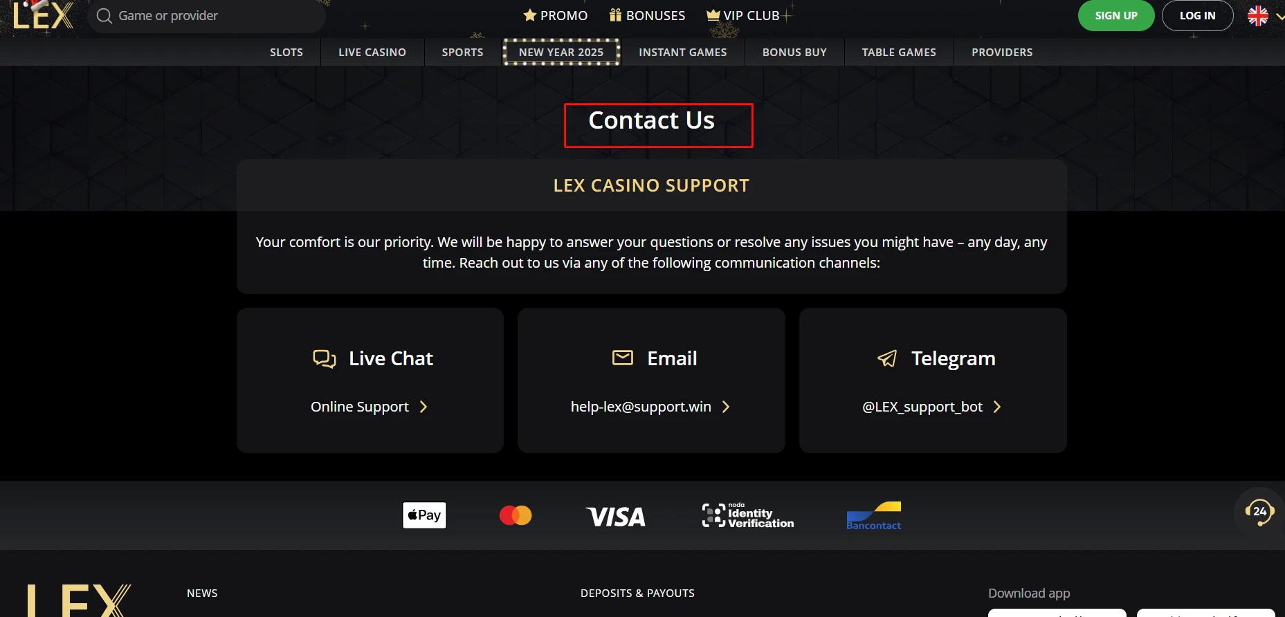 Lex Casino Contact Us