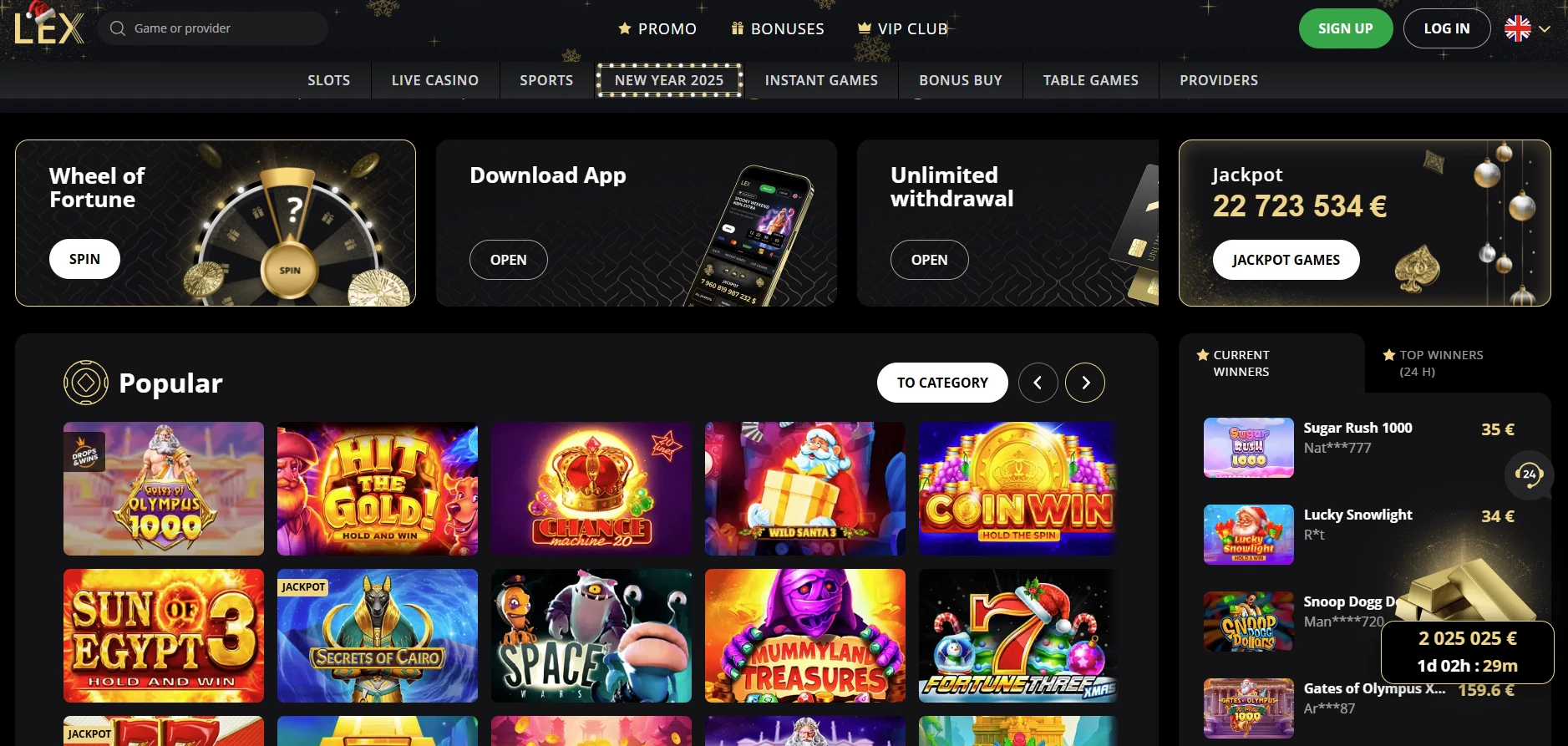 Lex Casino Home Page