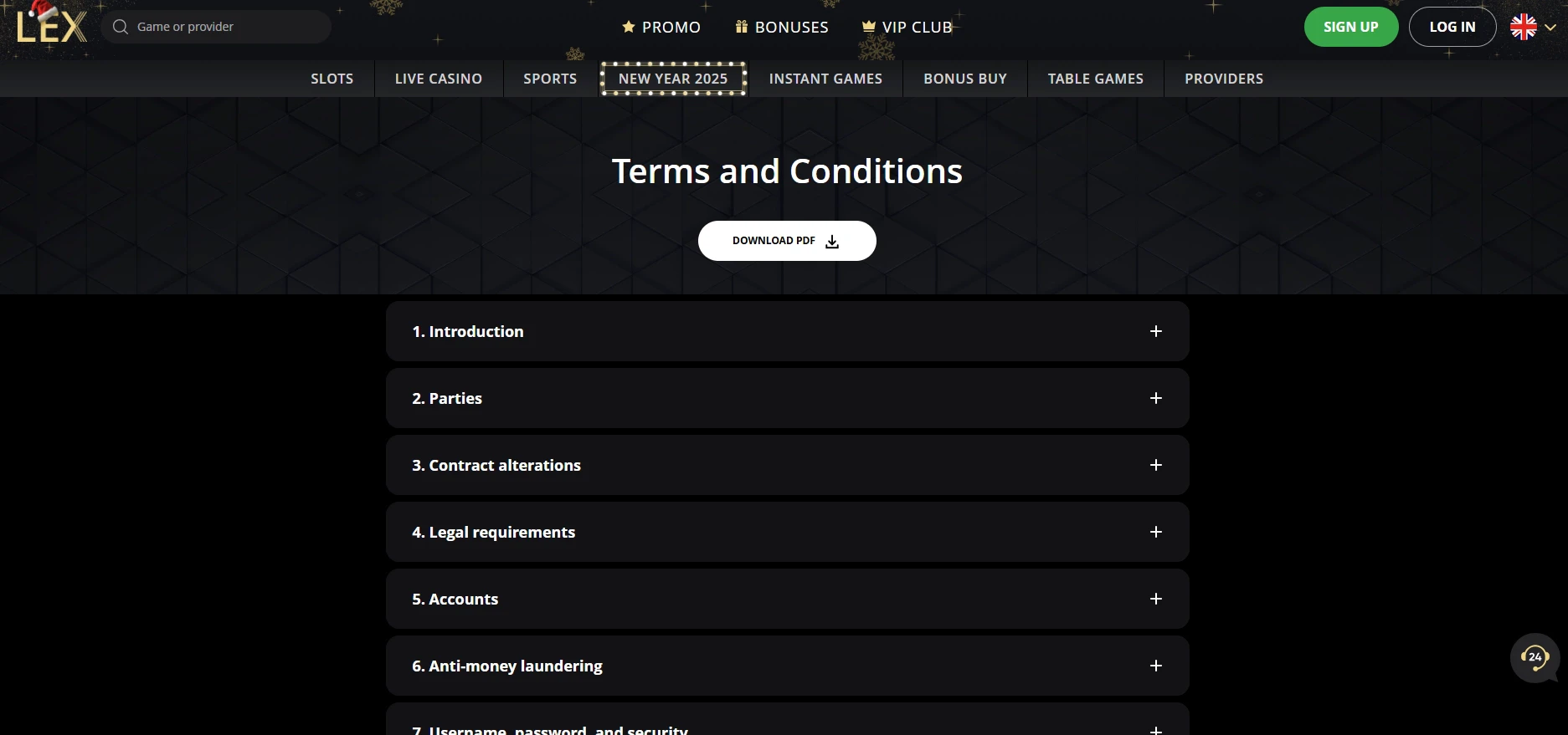 Lex Casino Terms and Conditions