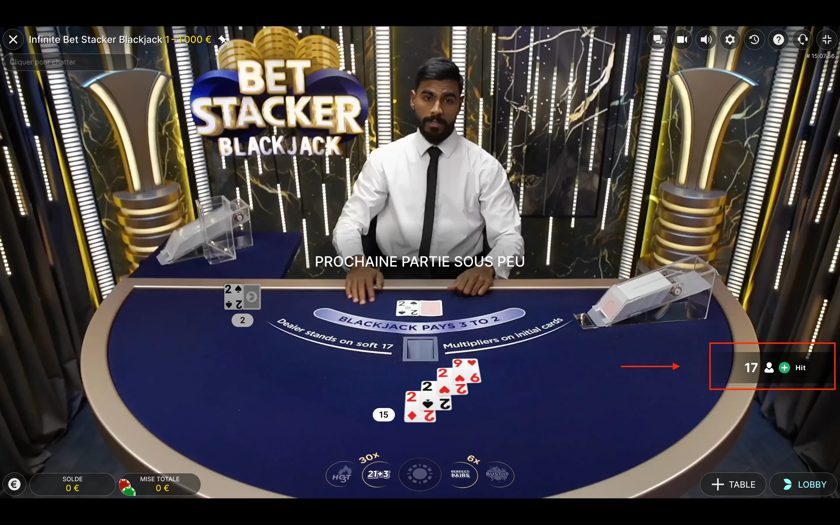 infinite bet stacker blackjack nombre de joueurs