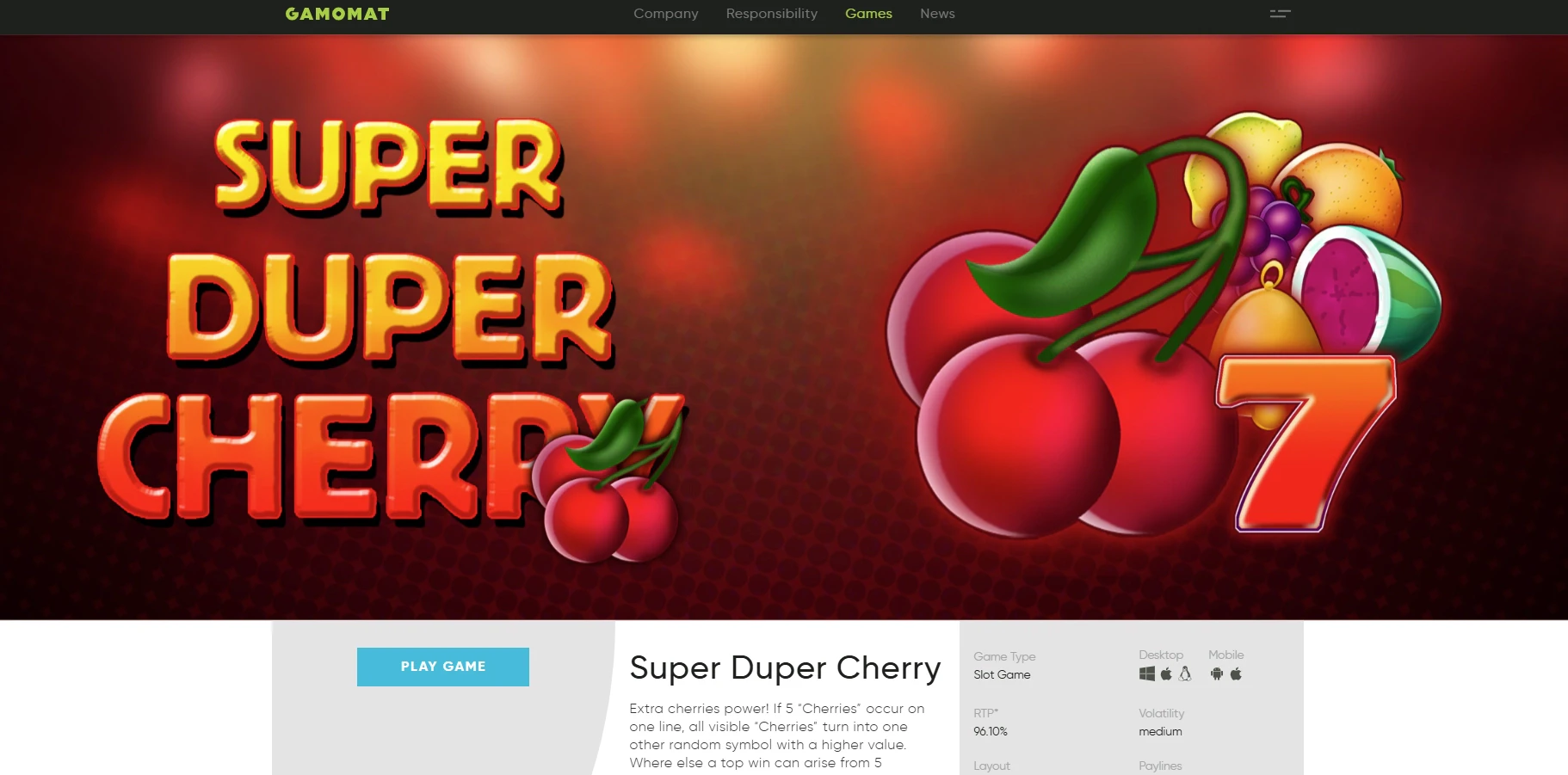 Gamomat Super Duper Cherry