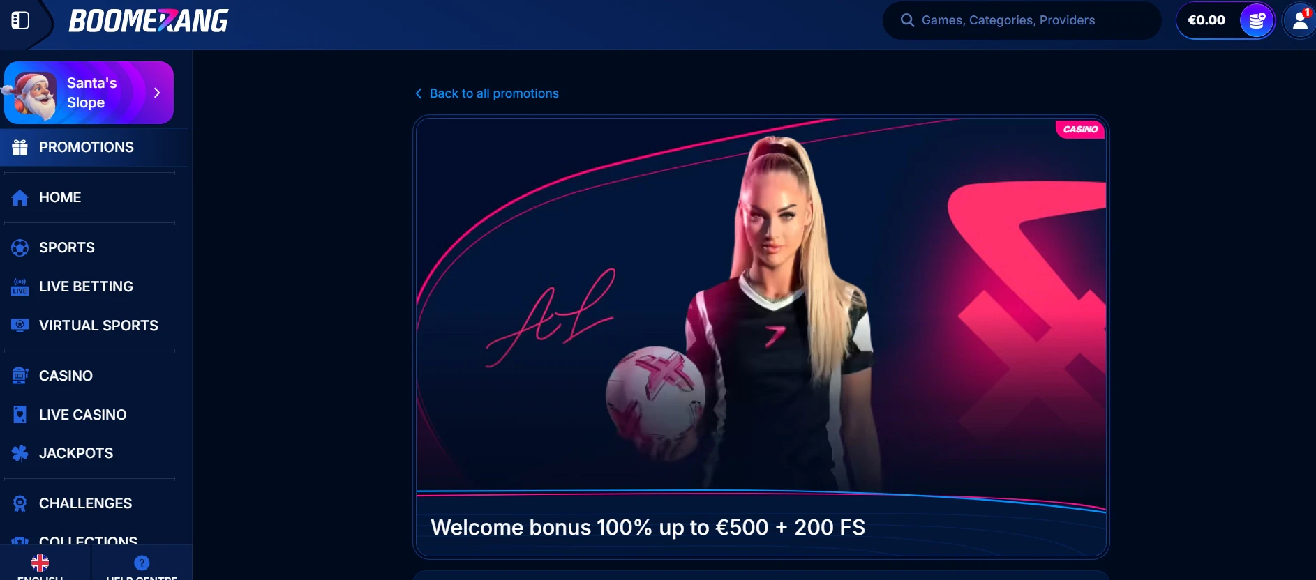 Boomerang Bet Casino Welcome Bonus