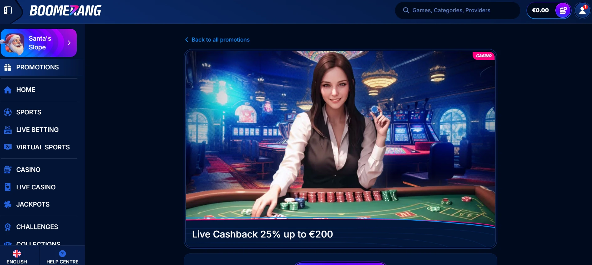 Boomerang Bet Live Cashback