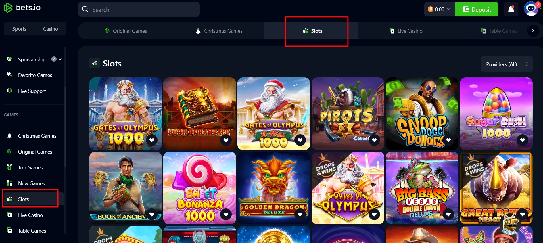 Bets.io Slot Machines