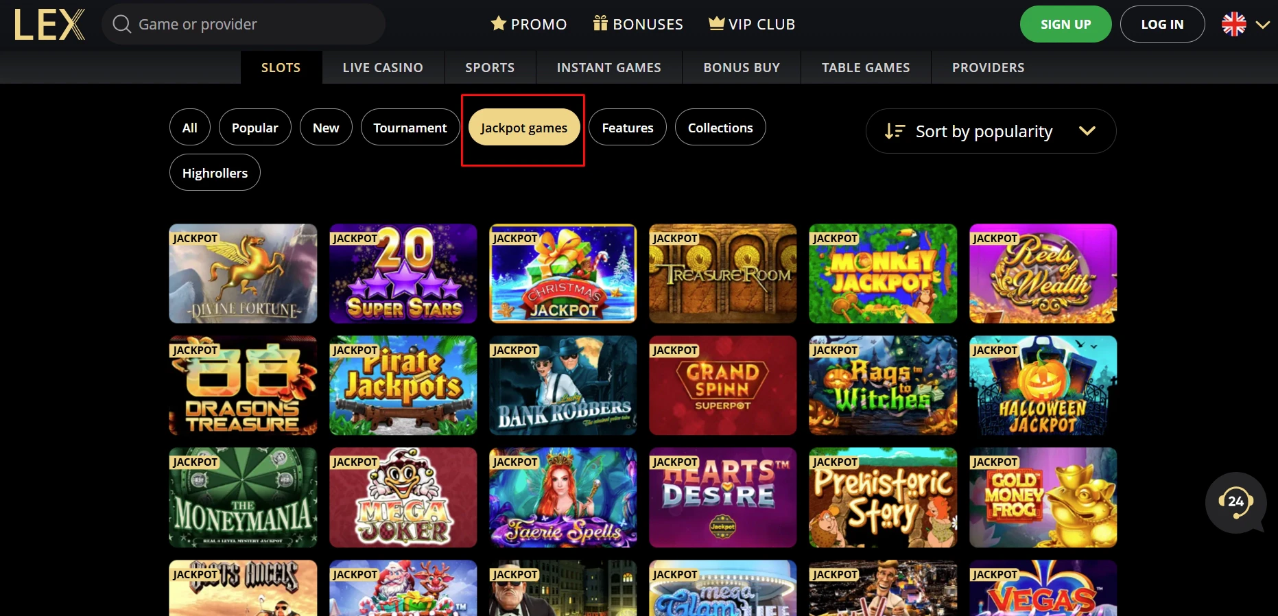 Lex Casino Jackpot Games