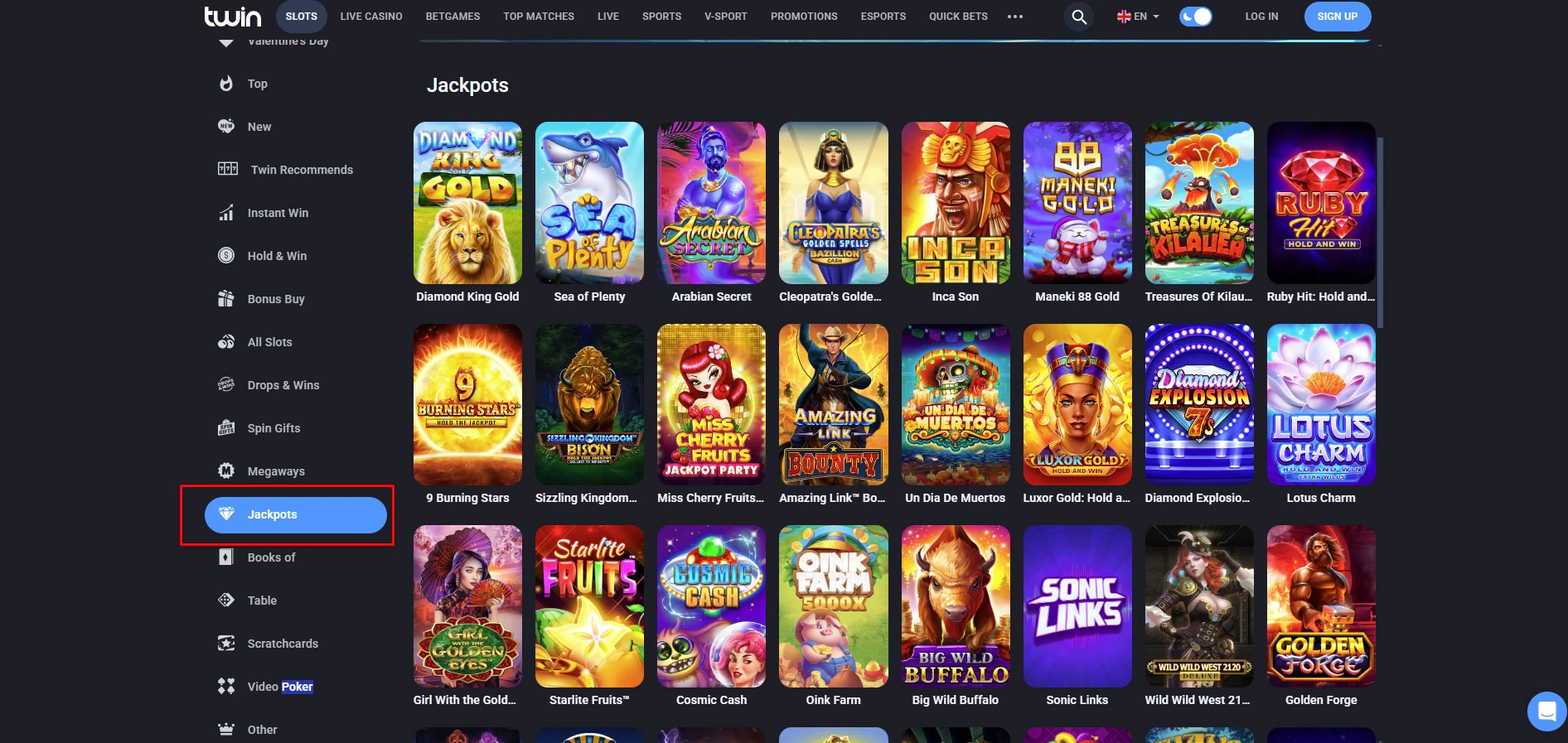 Twin Casino Jackpot Games