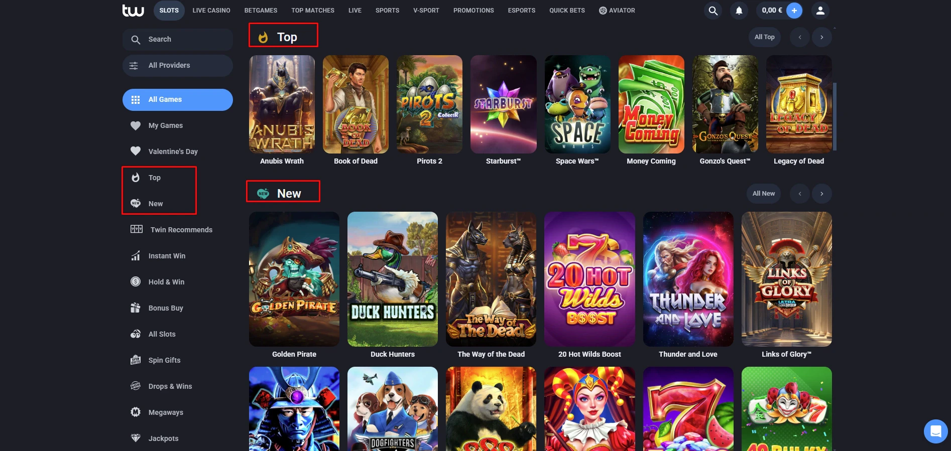 Twin Casino Game Library