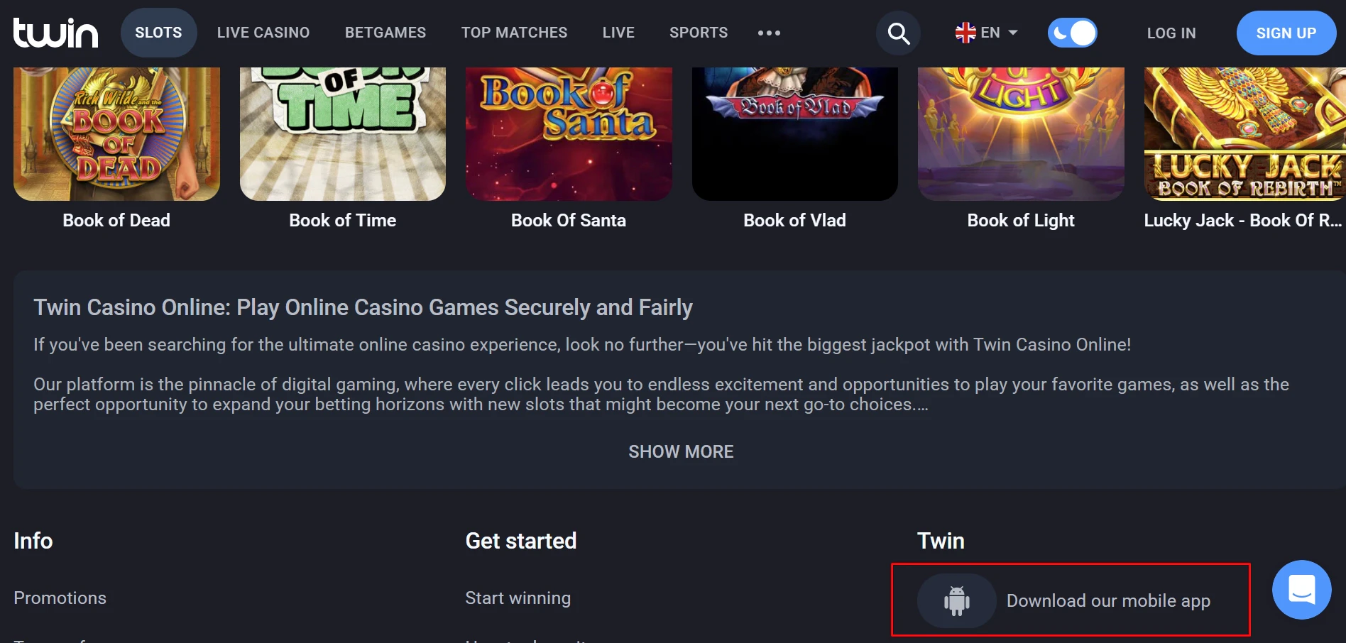 Twin Casino Mobile App