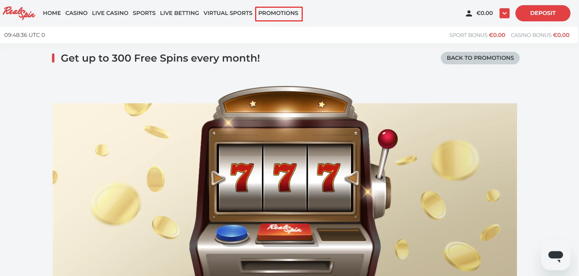 RealSpin Casino Monthly Bonus