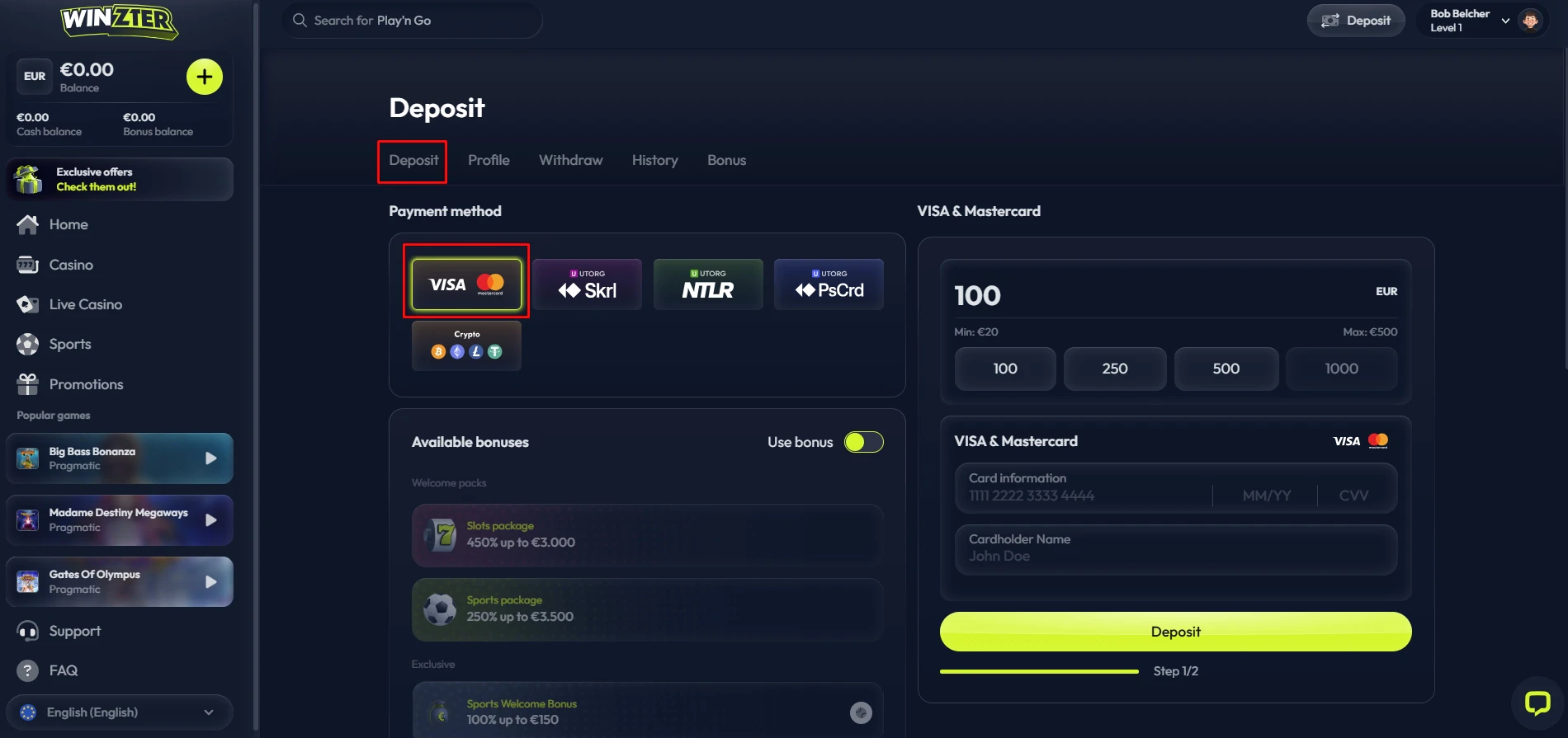 Winzter Casino Deposit